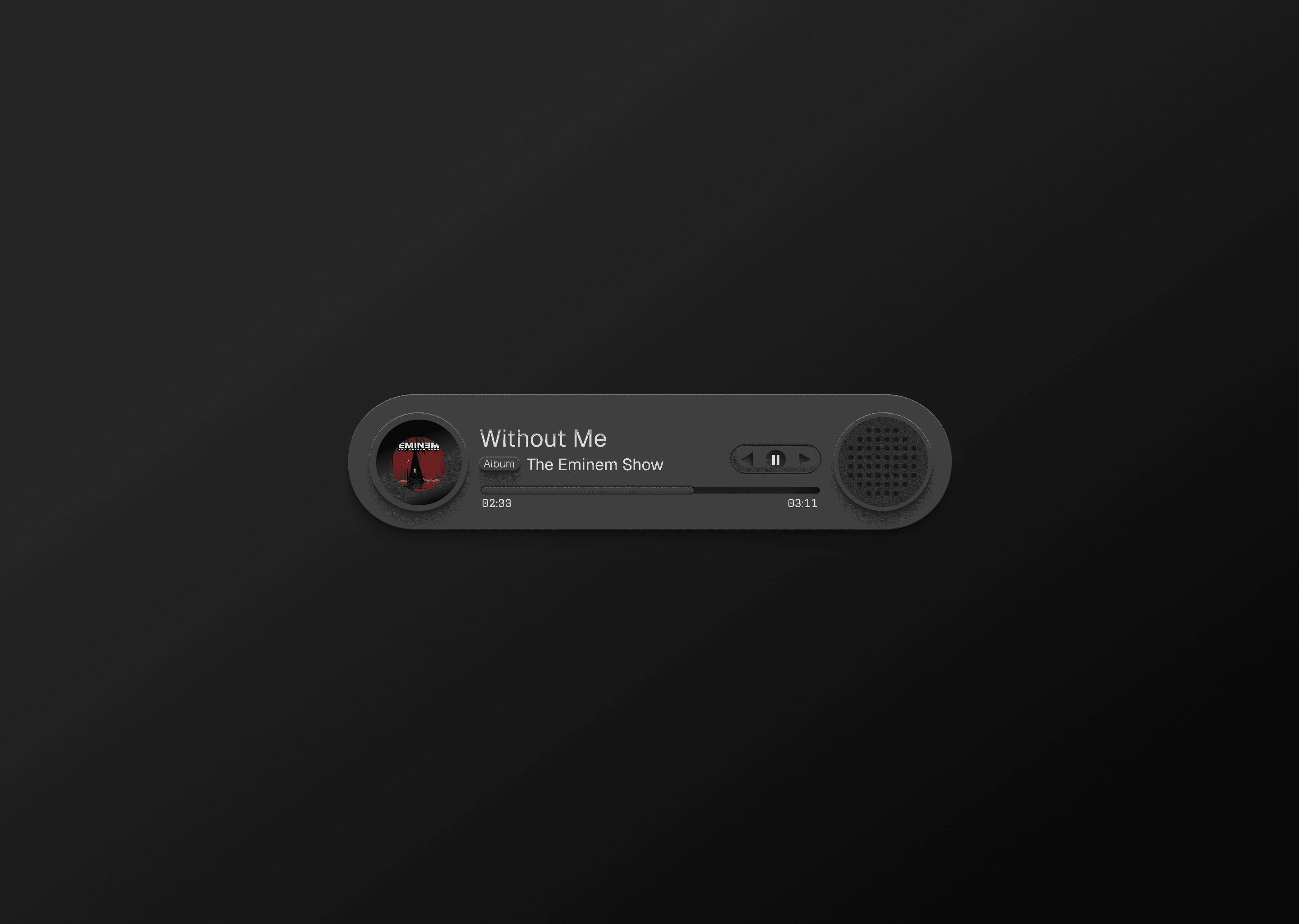 Dark skeuomorphic music player interface